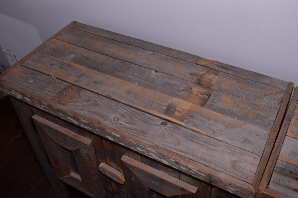 Pair of Rustic Reclaimed Barn Wood Cabinets