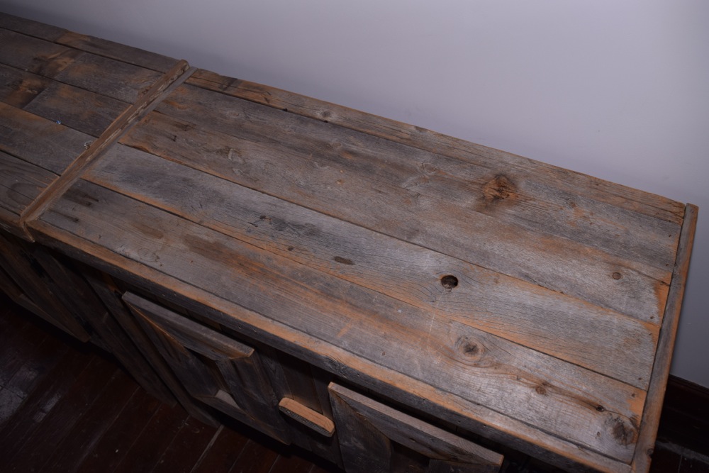 Pair of Rustic Reclaimed Barn Wood Cabinets