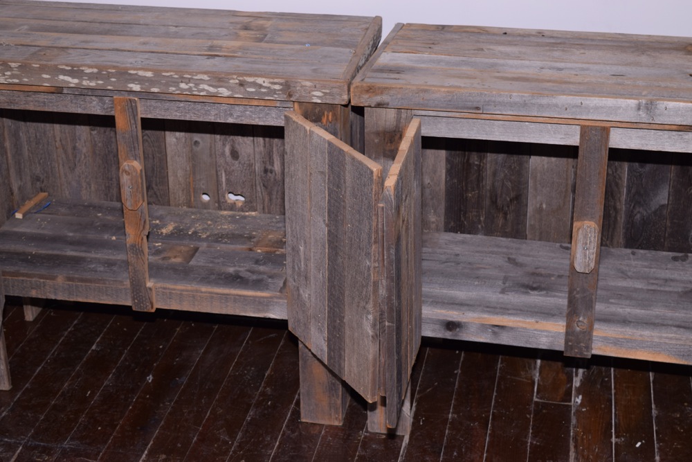Pair of Rustic Reclaimed Barn Wood Cabinets