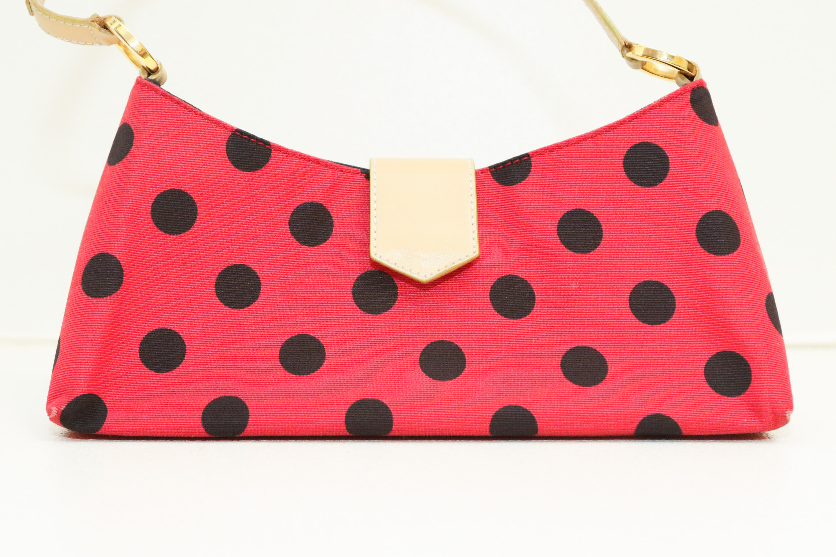Moschino Red and Black Polka Dot Handbag