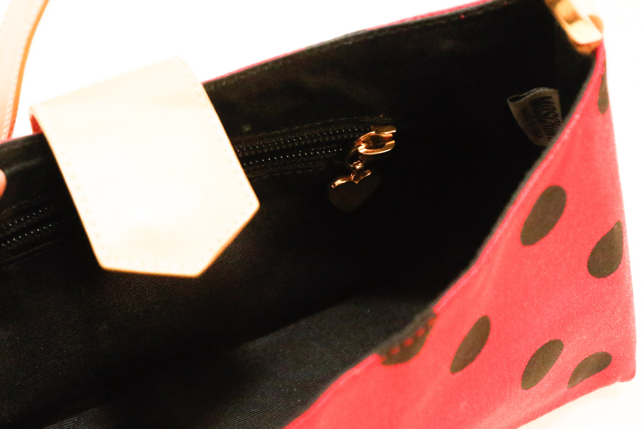 Moschino Red and Black Polka Dot Handbag