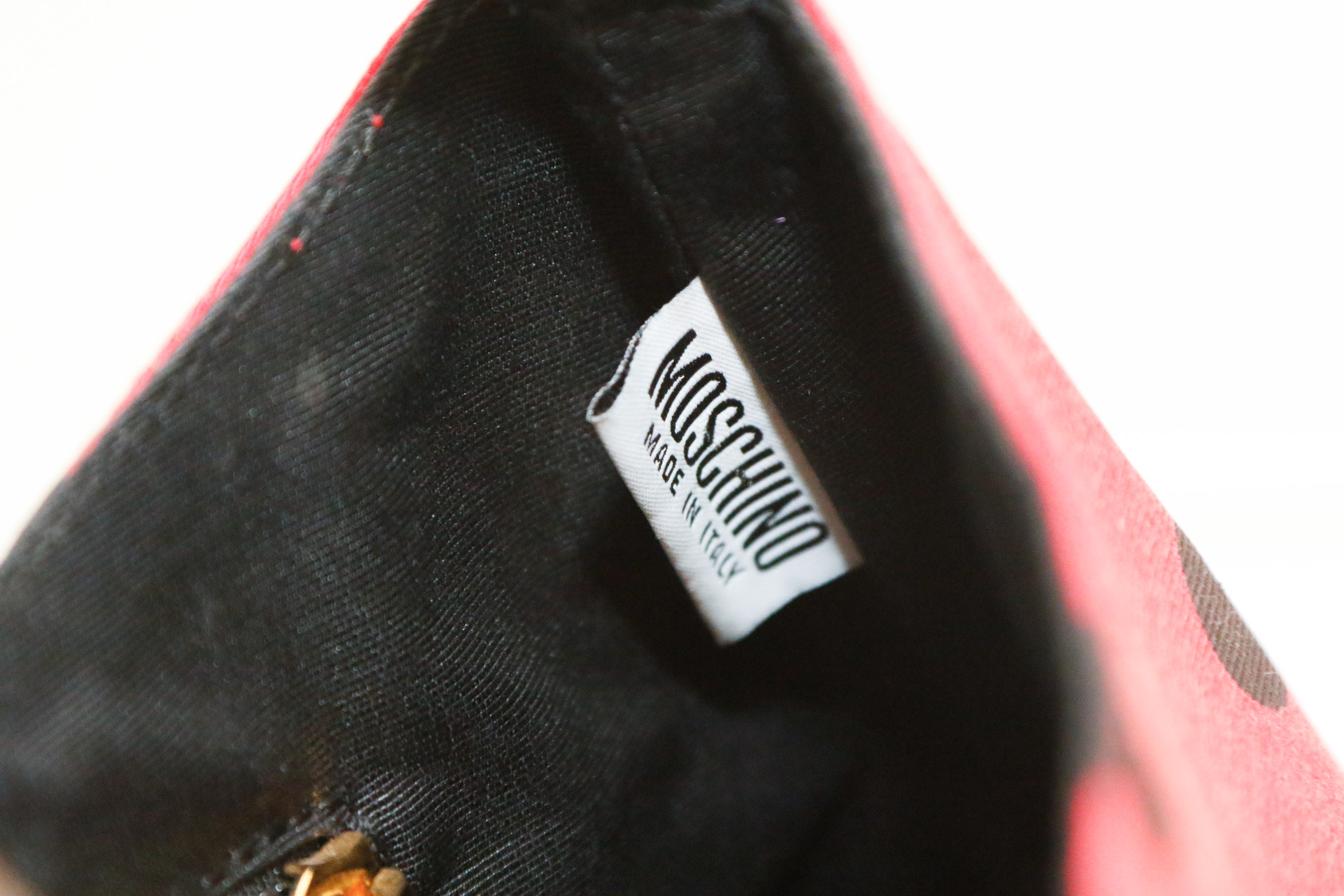 Moschino Red and Black Polka Dot Handbag