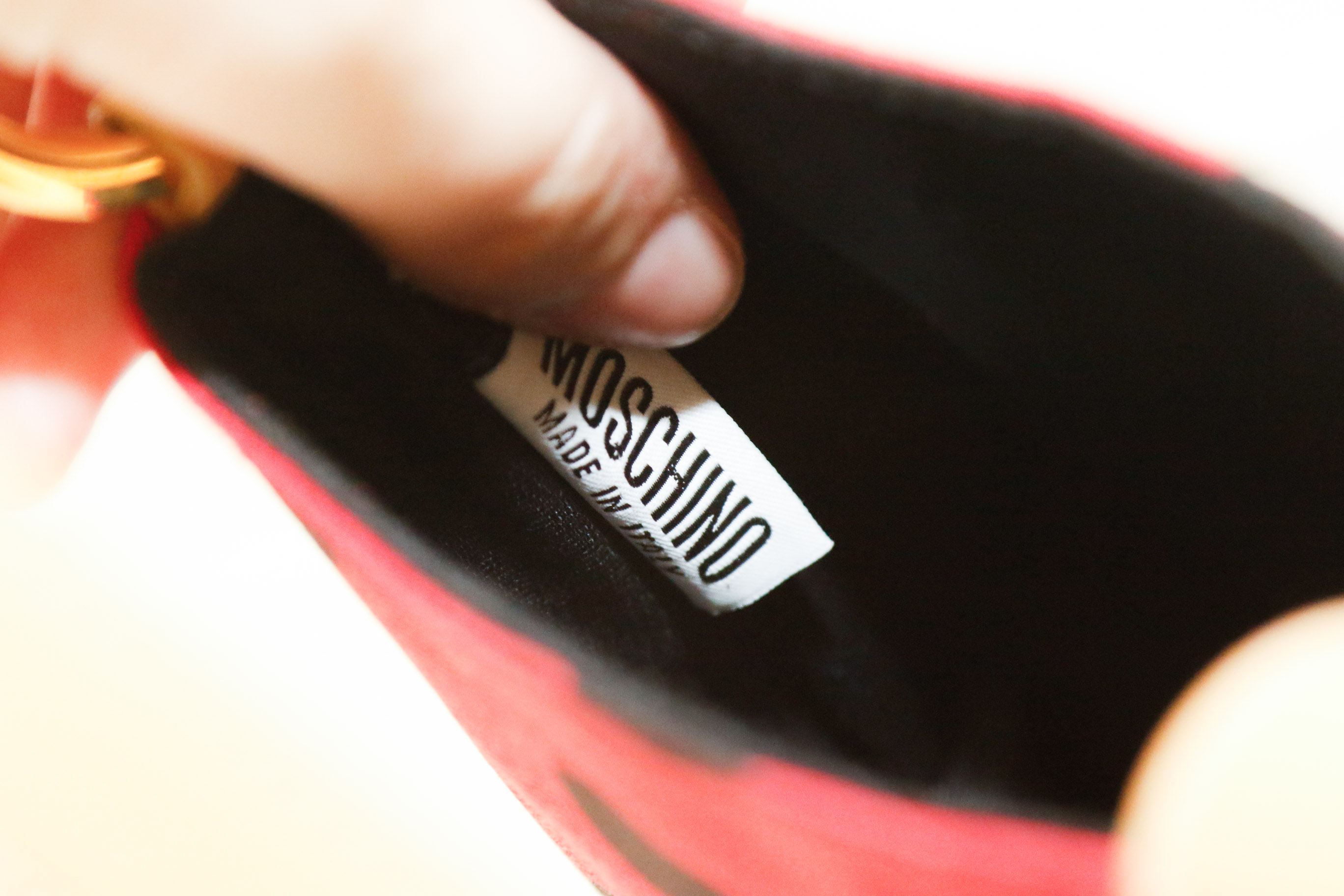 Moschino Red and Black Polka Dot Handbag