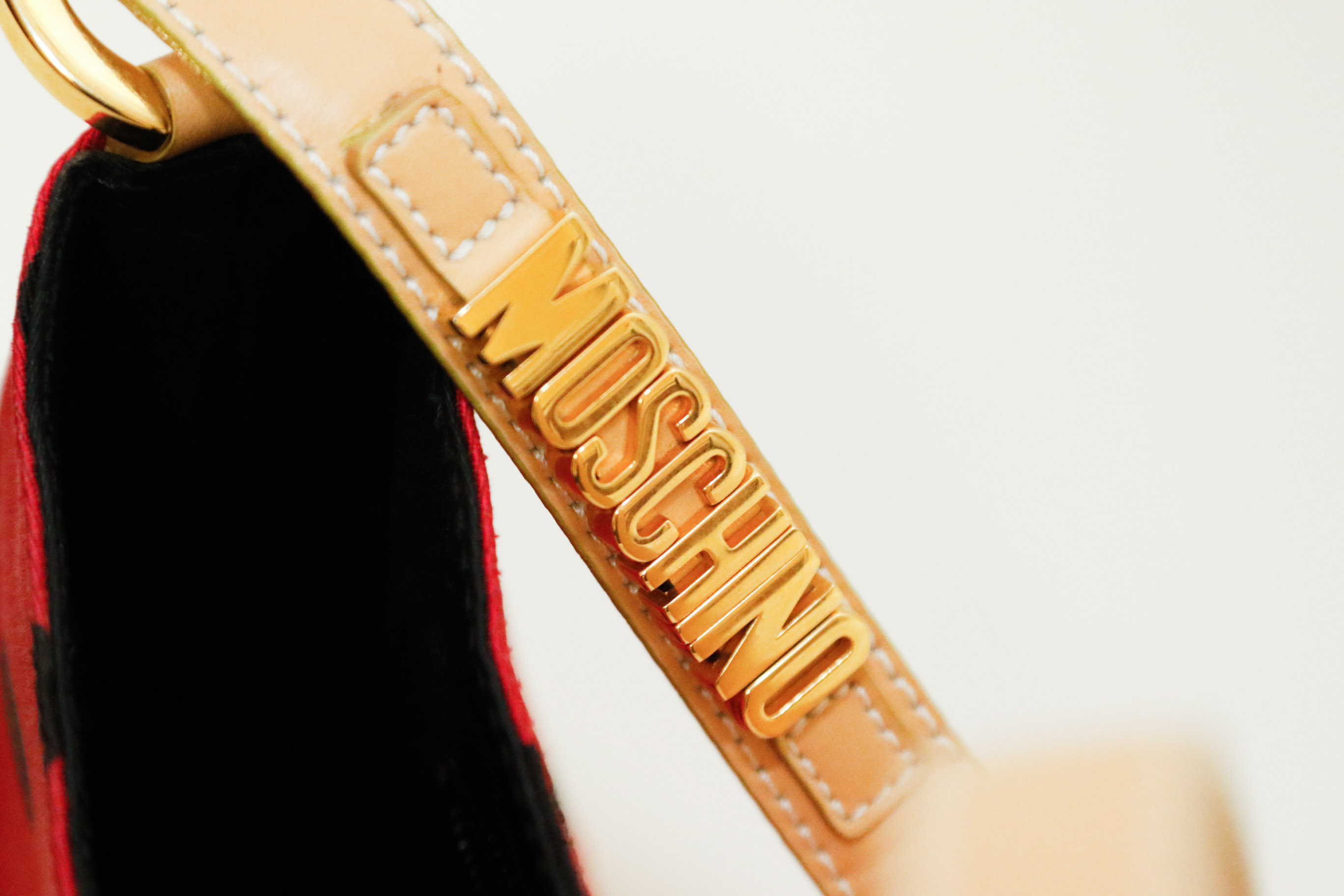 Moschino Red and Black Polka Dot Handbag