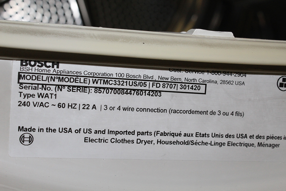 Bosch Nexxt 500 Series Electric Dryer