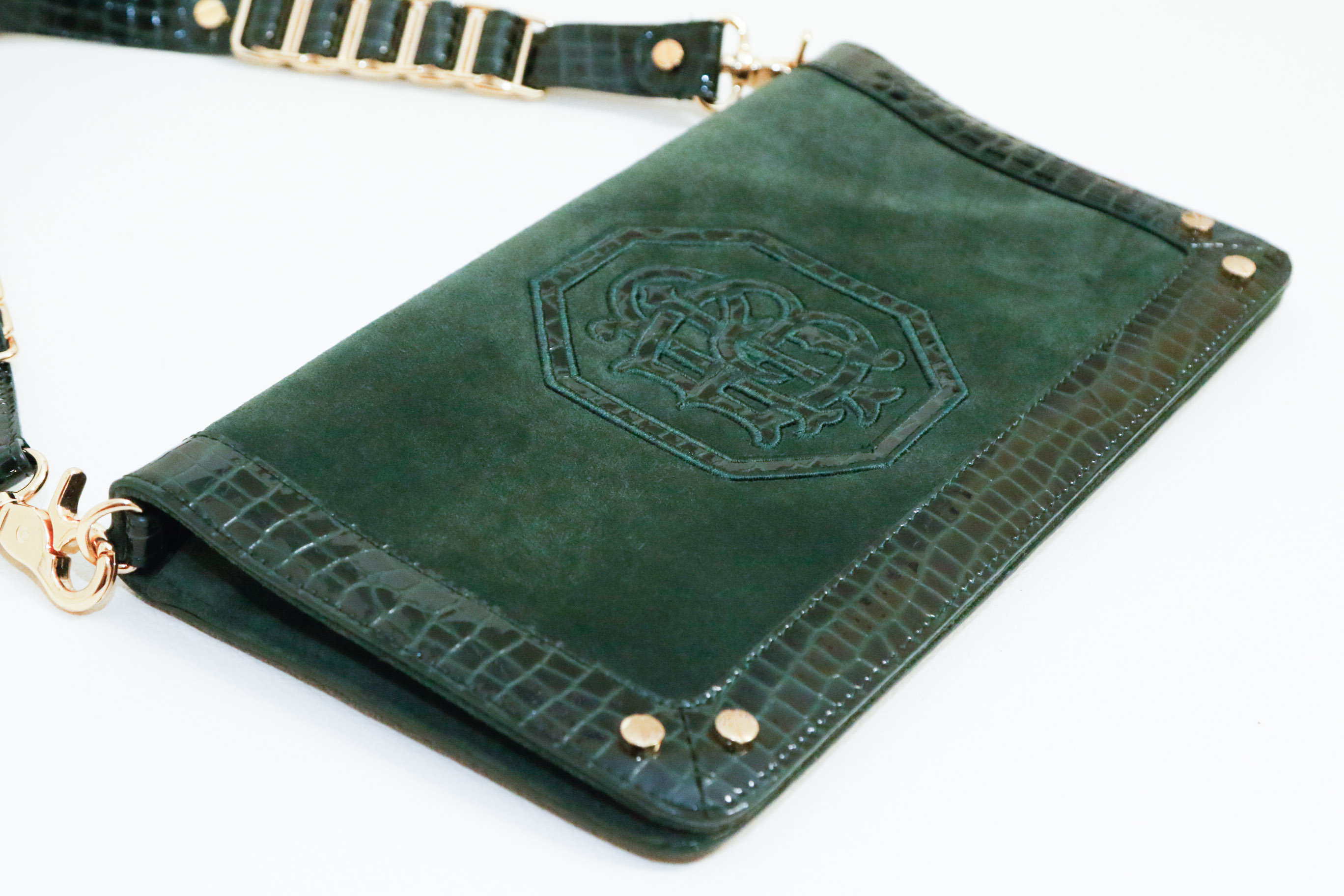 Tori Burch Green Suede Leather Handbag