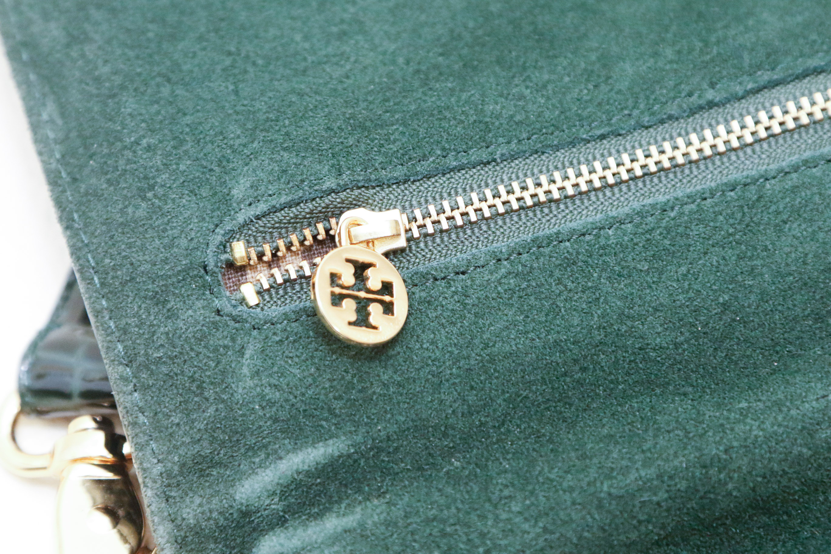Tori Burch Green Suede Leather Handbag