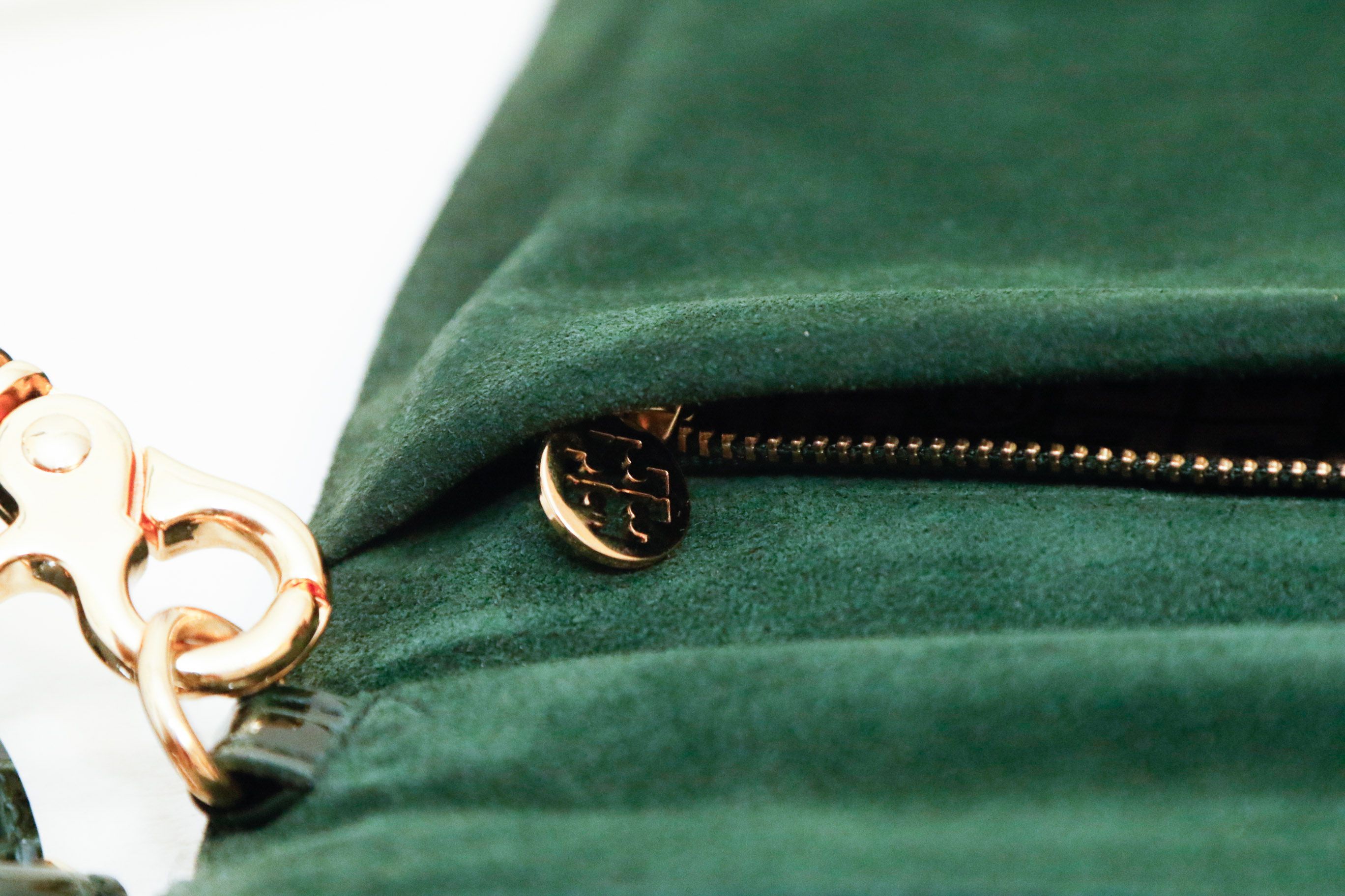 Tori Burch Green Suede Leather Handbag