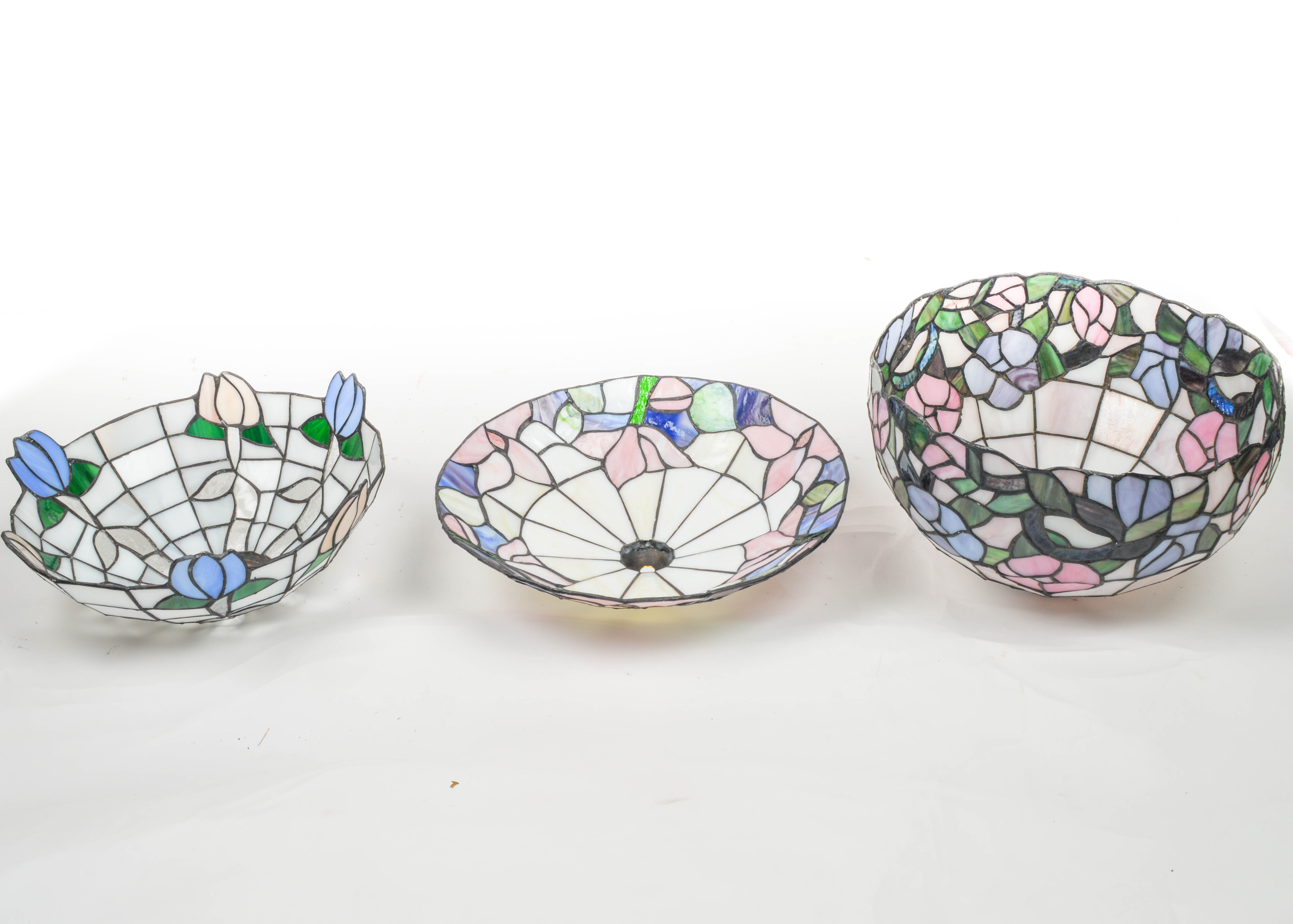 Three Stained Glass Lamp Shades