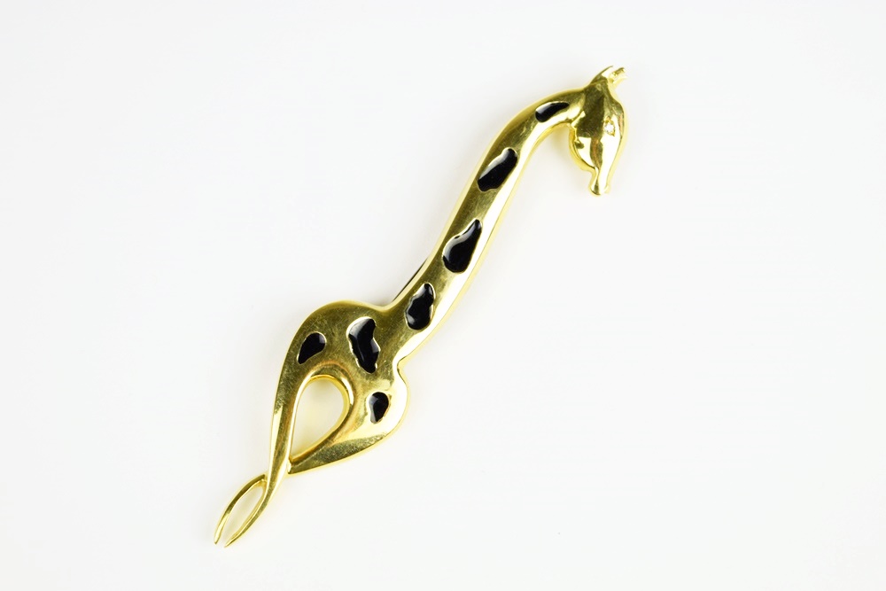 18 K Yellow Gold Giraffe Brooch