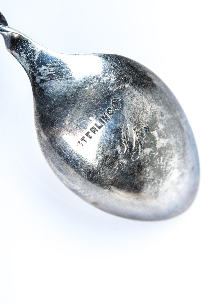 Set of Five Vintage Sterling Silver Commemorative Travel Spoons