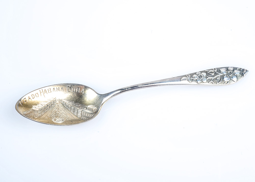 Set of Five Vintage Sterling Silver Commemorative Travel Spoons