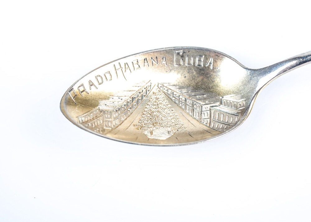 Set of Five Vintage Sterling Silver Commemorative Travel Spoons