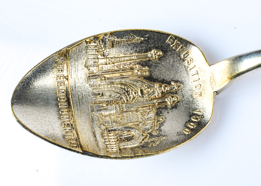 Set of Five Vintage Sterling Silver Commemorative Travel Spoons