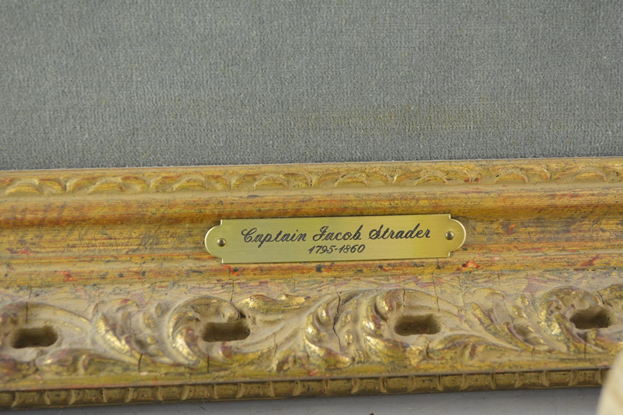 Captain Jacob Strader Portait, Signature Plate and Carved Wood Egg