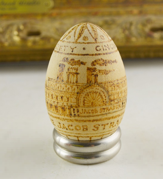 Captain Jacob Strader Portait, Signature Plate and Carved Wood Egg