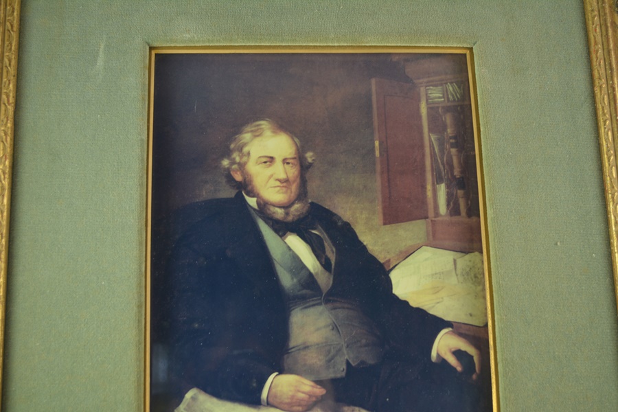 Captain Jacob Strader Portait, Signature Plate and Carved Wood Egg