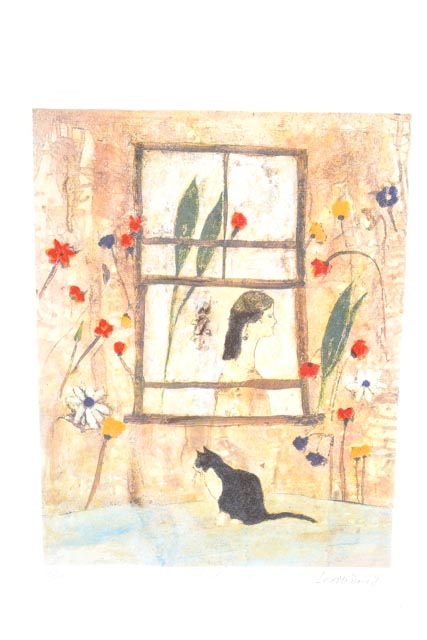 Limited Edition Signed Leo McDowell Giclée "Cat at Window"