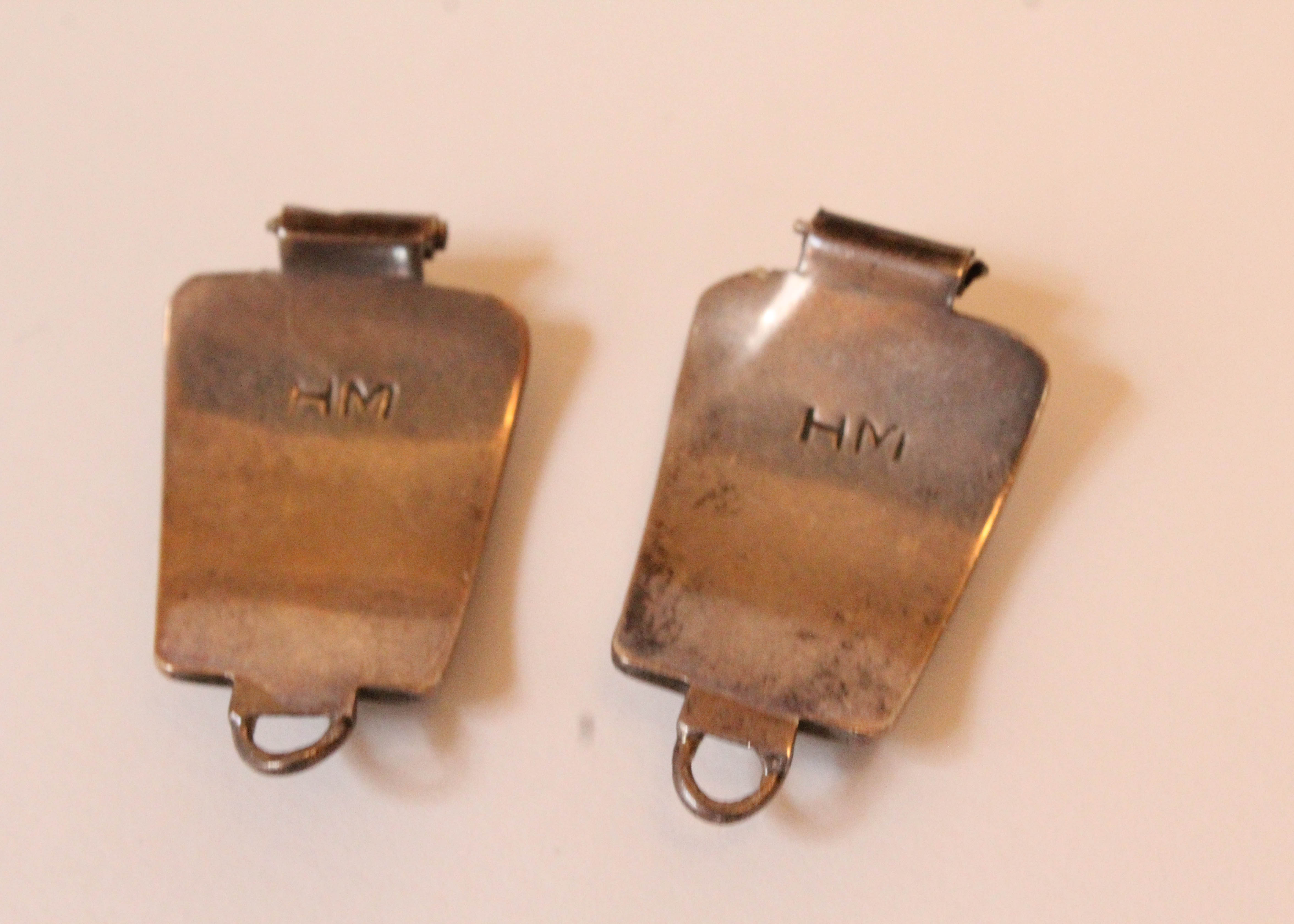 Pair Sterling Silver Southwestern Style Watch Links with Turquoise