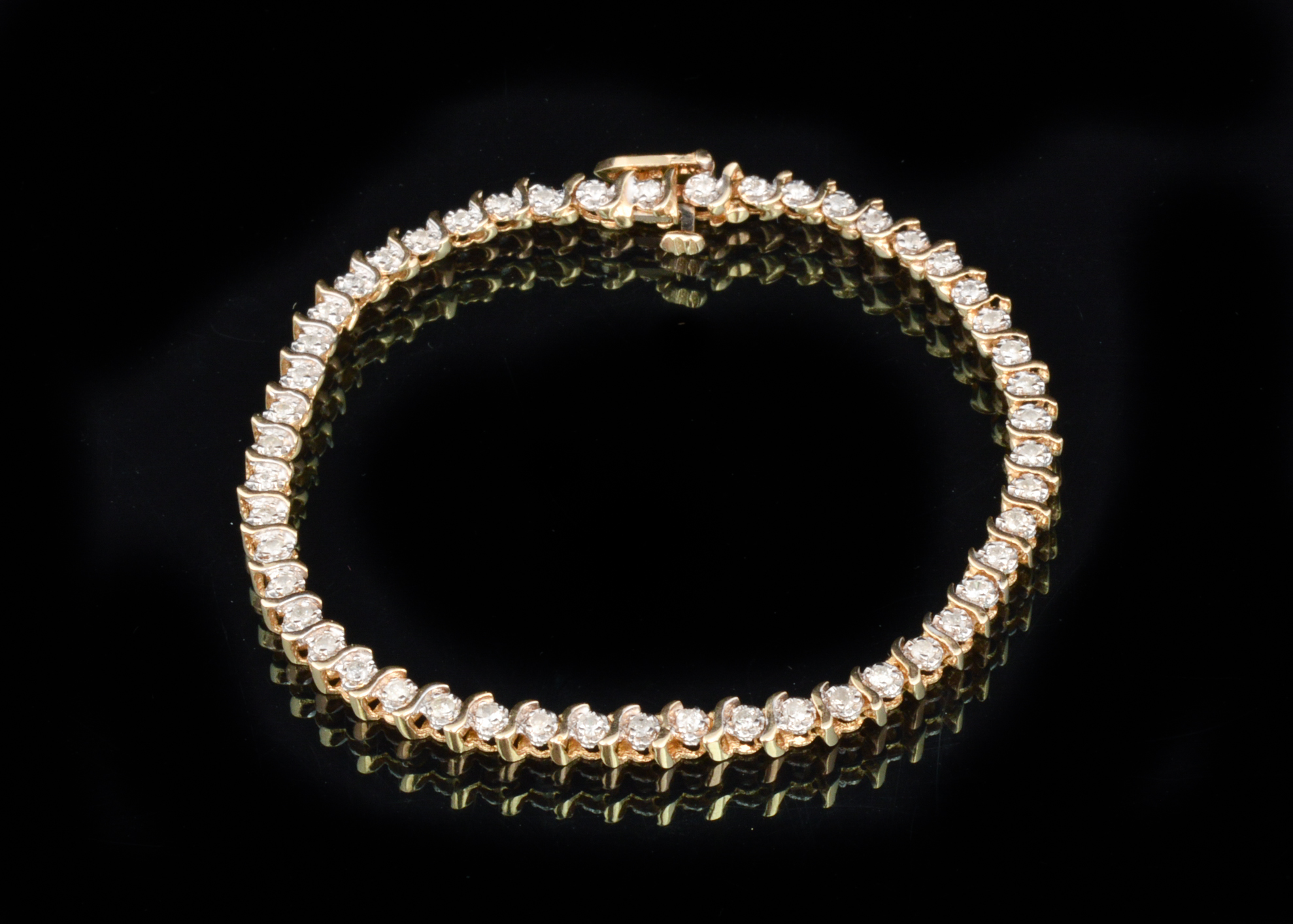 14K Yellow Gold and Diamond Tennis Bracelet