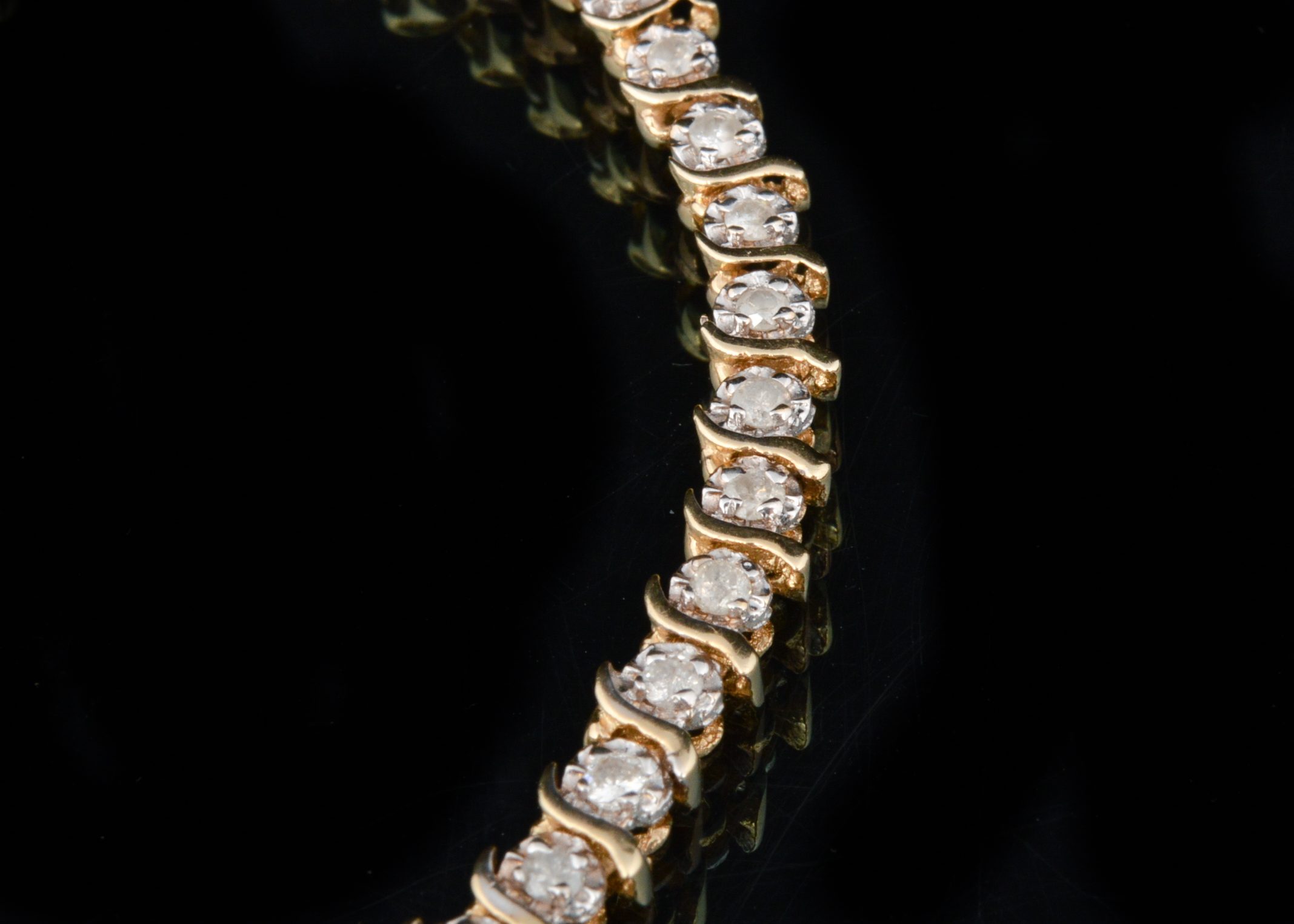 14K Yellow Gold and Diamond Tennis Bracelet