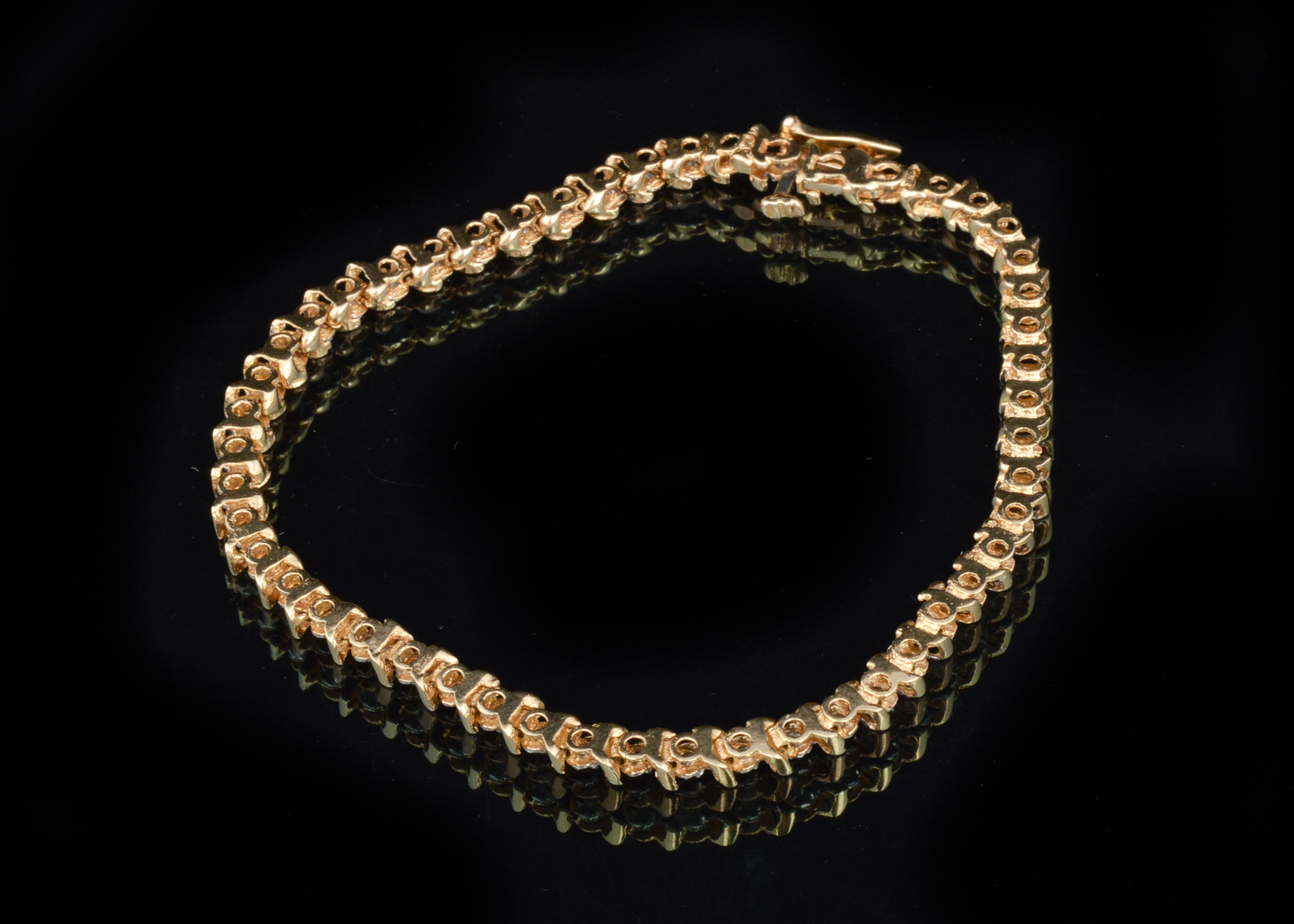 14K Yellow Gold and Diamond Tennis Bracelet