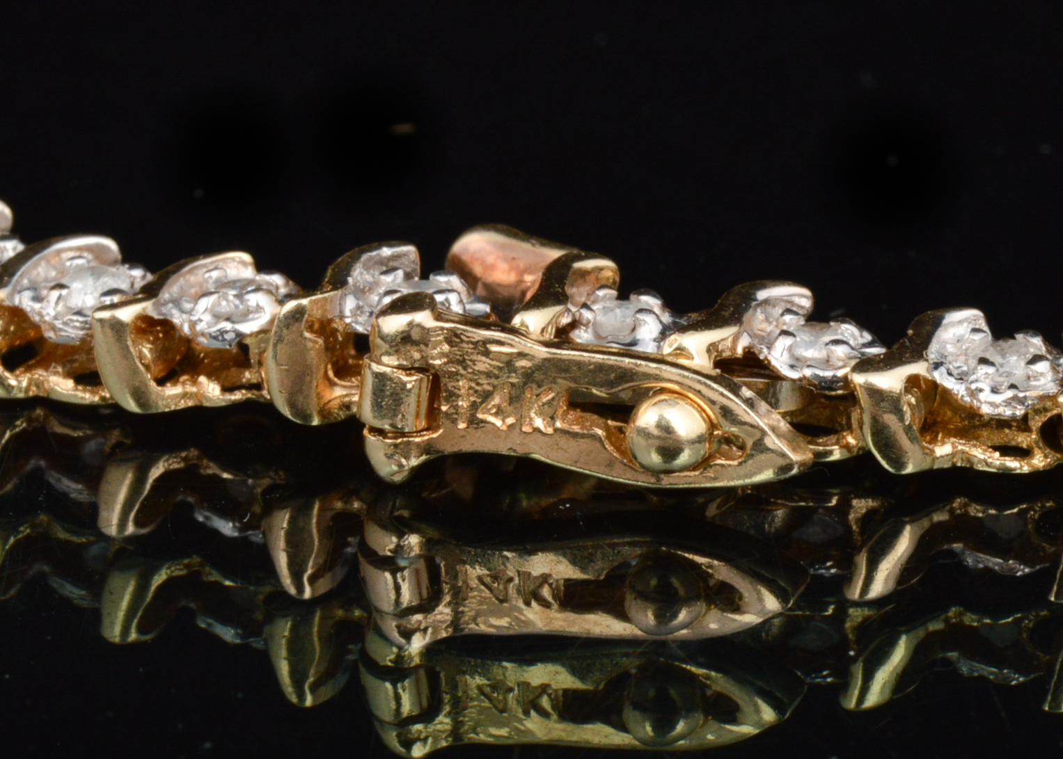 14K Yellow Gold and Diamond Tennis Bracelet