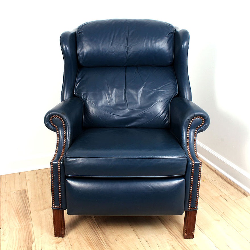 Bradington Young Blue Leather Recliner