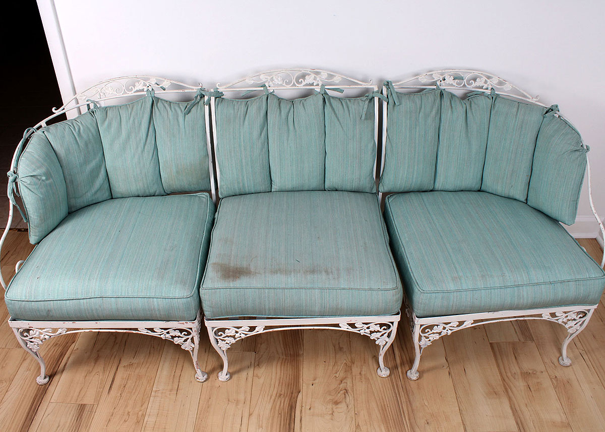 Woodard Wrought Iron Three-Piece Outdoor Sofa