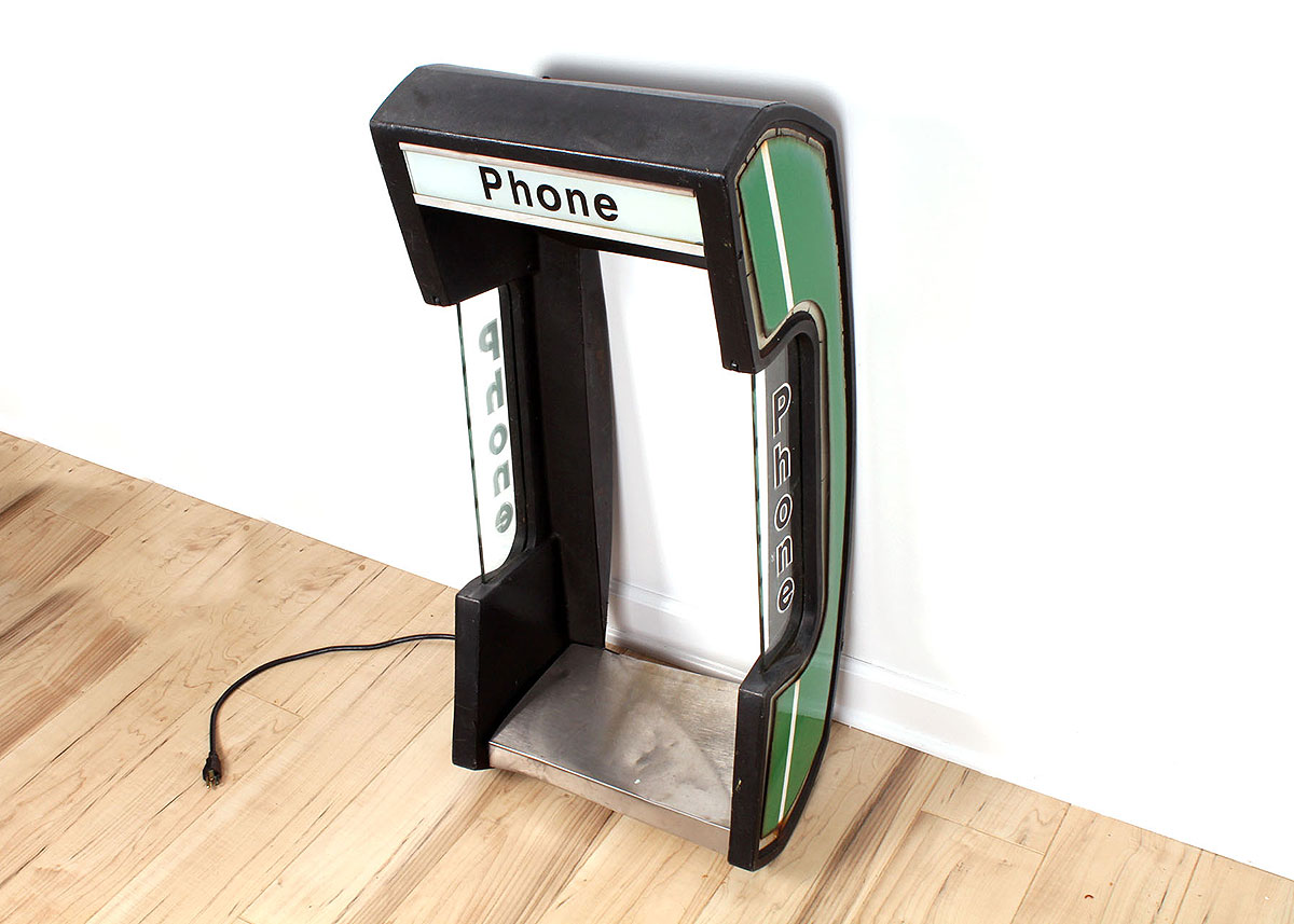 Vintage Lighted Wired Outdoor Telephone Booth