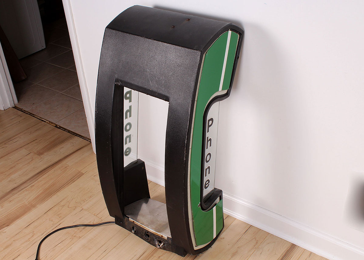 Vintage Lighted Wired Outdoor Telephone Booth