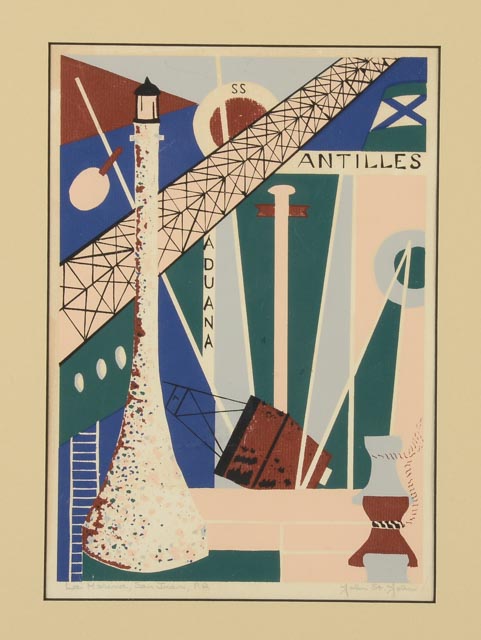 John St. John Original Serigraph "La Marina, San Juan, P.R."