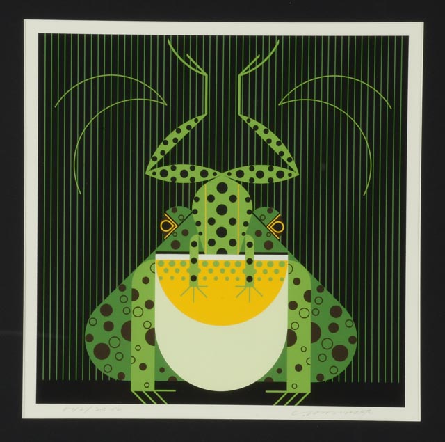 Charley Harper Signed Limited Edition Serigraph "Frog Eat Frog"