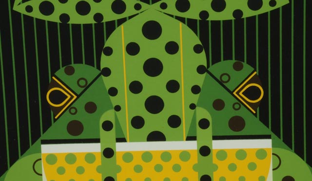 Charley Harper Signed Limited Edition Serigraph "Frog Eat Frog"