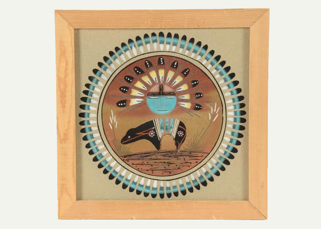 Original Navajo Sandpainting "Sun, Eagle, and Bear"
