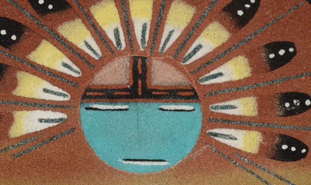 Original Navajo Sandpainting "Sun, Eagle, and Bear"