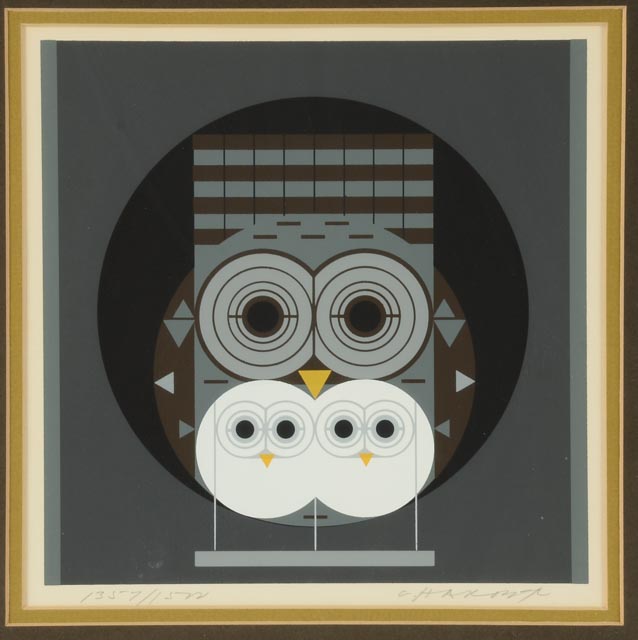 Charley Harper Signed Limited Edition Serigraph "Family Owlbum"
