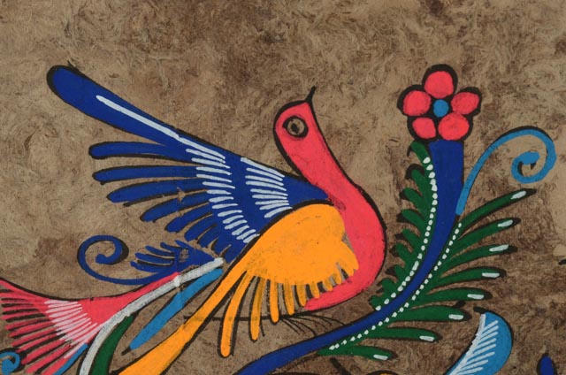 Vintage Mexican Folk Art Bark Painting