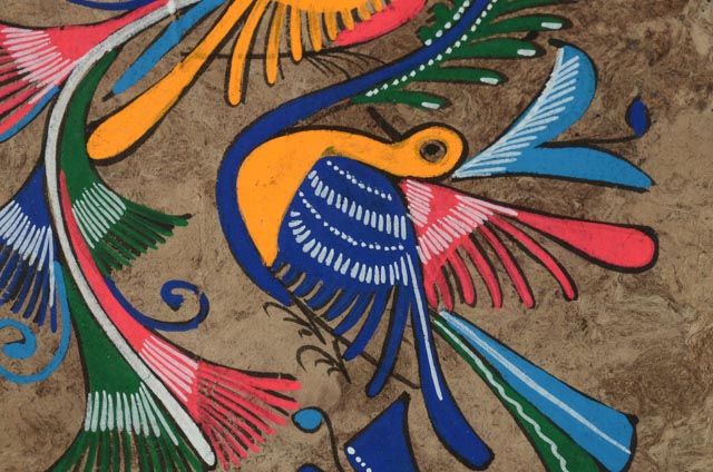 Vintage Mexican Folk Art Bark Painting