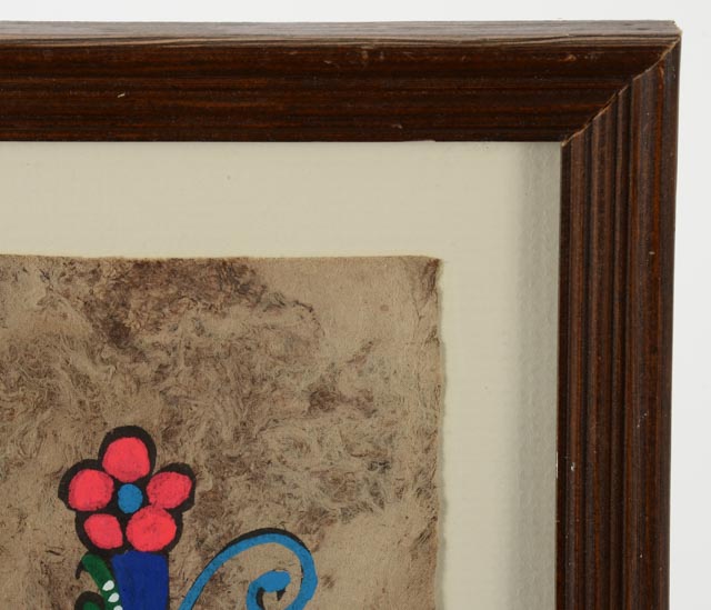 Vintage Mexican Folk Art Bark Painting