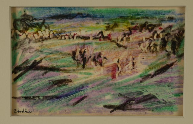 Paul Chidlaw Original Pastel Drawing "Mask After Mask Fell"