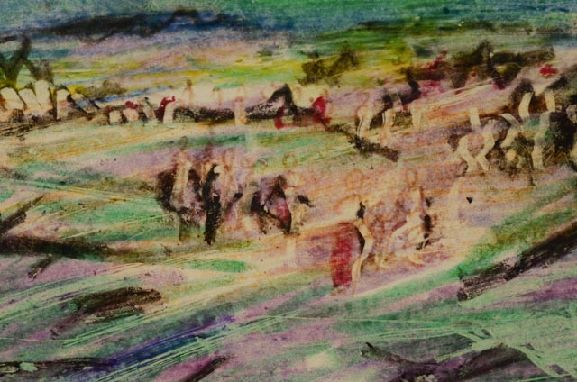 Paul Chidlaw Original Pastel Drawing "Mask After Mask Fell"