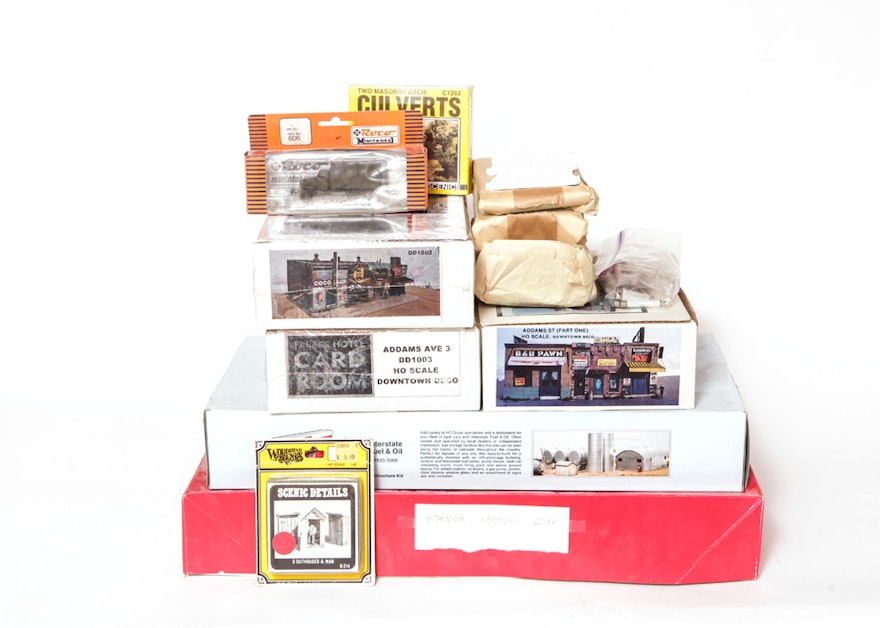 Vintage HO Scale Train Model Scenery Kits in Original Boxes