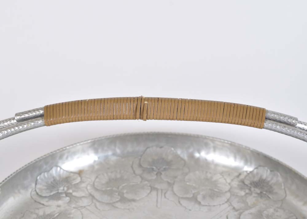 Vintage Trade Continental Hand-Hammered Handled Platter with Trio of Platters