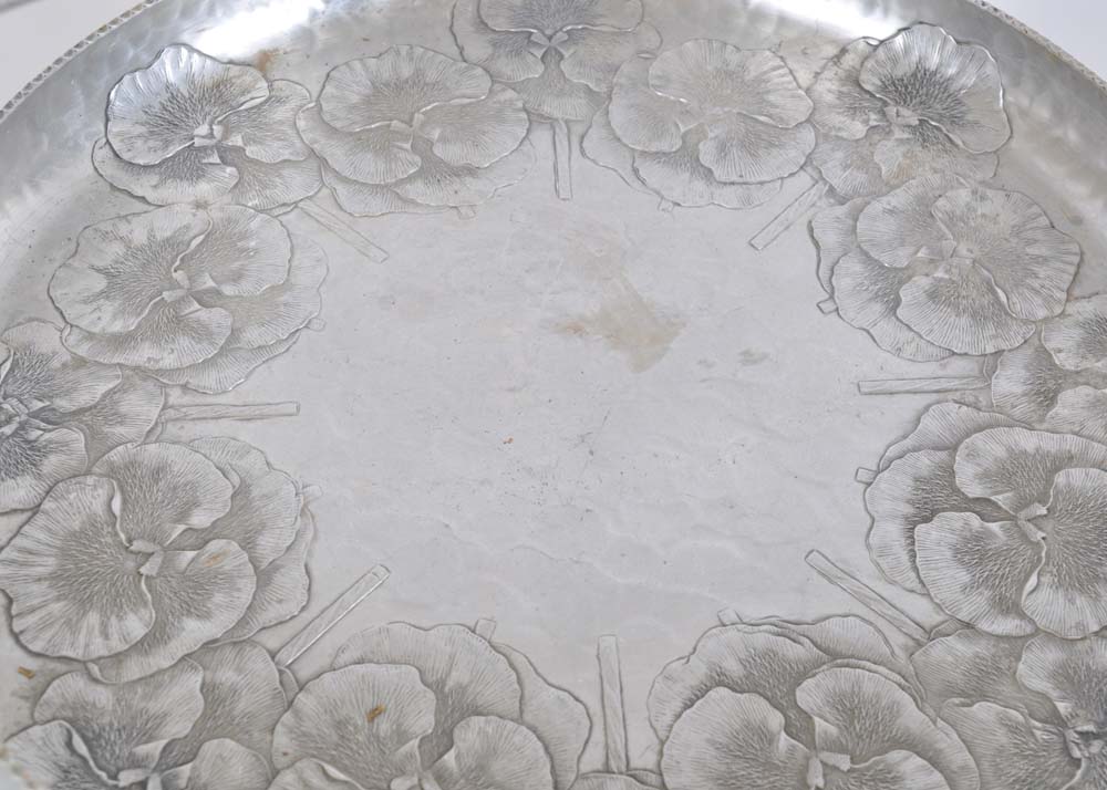 Vintage Trade Continental Hand-Hammered Handled Platter with Trio of Platters