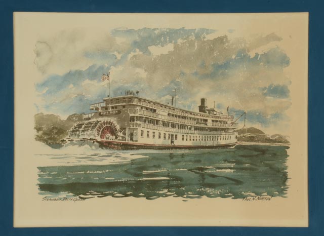Paul N. Norton Offset Lithograph "Steamboat Delta Queen"