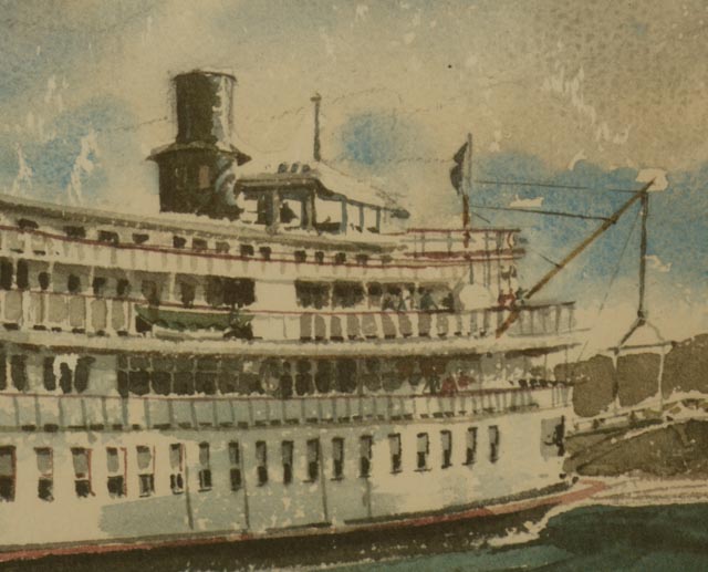Paul N. Norton Offset Lithograph "Steamboat Delta Queen"