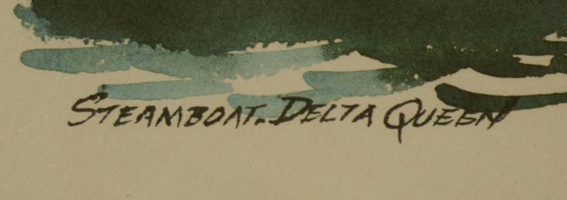 Paul N. Norton Offset Lithograph "Steamboat Delta Queen"