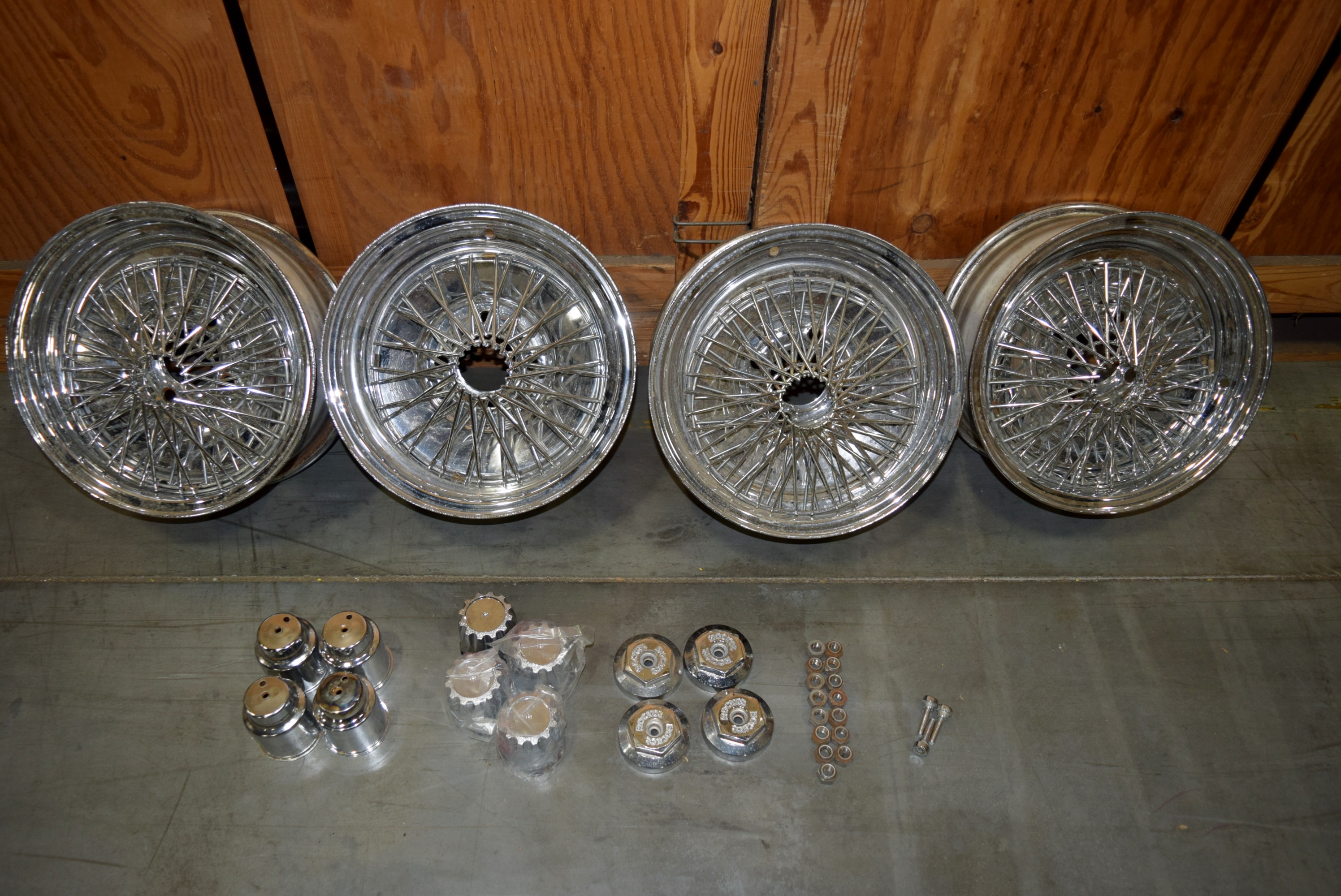 Four Vintage Wire Car Rims by Rocket Road Wheels