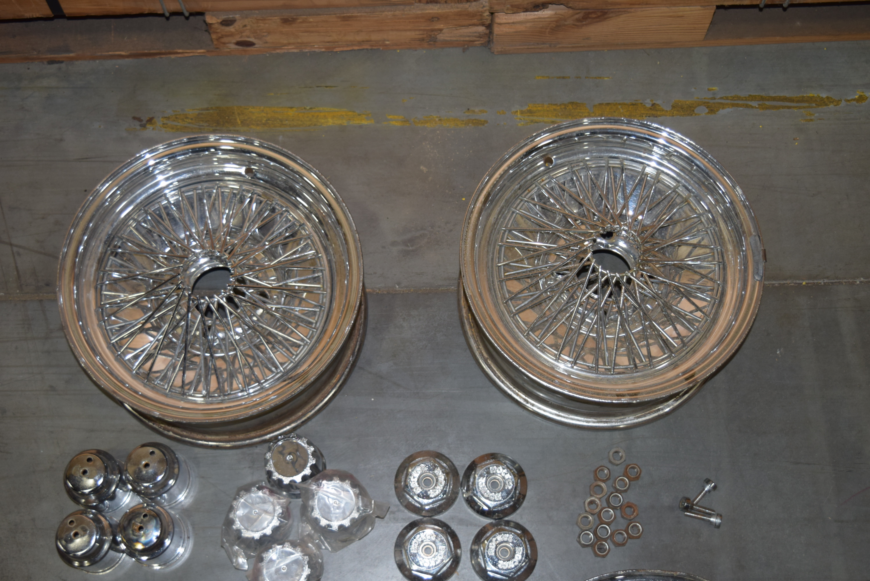 Four Vintage Wire Car Rims by Rocket Road Wheels